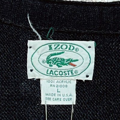 画像2: 「LACOSTE(ラコステ)」IZOD アイゾッド 80s 90s USA製 Lサイズ ブラック アクリルニット カーディガン