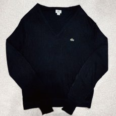 画像1: 「LACOSTE(ラコステ)」IZOD アイゾッド 80s 90s USA製 Lサイズ ネイビー ブラック アクリルニット セーター (1)