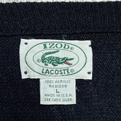 画像2: 「LACOSTE(ラコステ)」IZOD アイゾッド 80s 90s USA製 Lサイズ ネイビー ブラック アクリルニット セーター