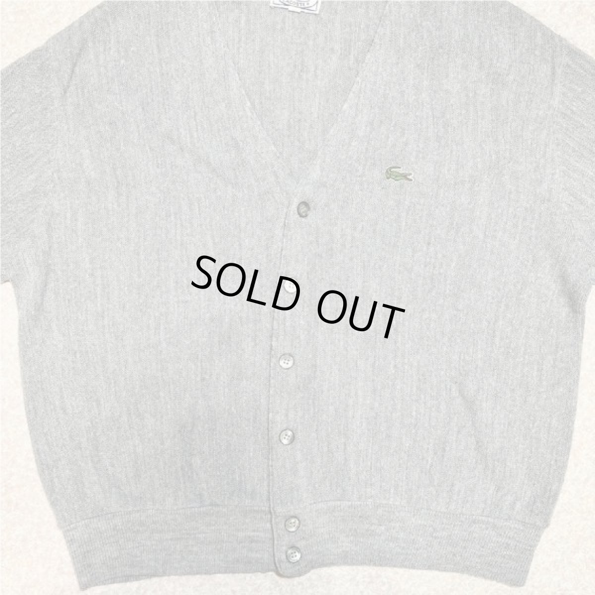 画像5: 「LACOSTE(ラコステ)」IZOD アイゾッド 70s 80s 糸巻きタグ 青ワニ Sサイズ ライトグレー アクリルニット カーディガン (5)