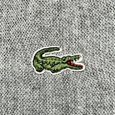 画像1: 「LACOSTE(ラコステ)」IZOD アイゾッド 70s 80s 糸巻きタグ 青ワニ Sサイズ ライトグレー アクリルニット カーディガン