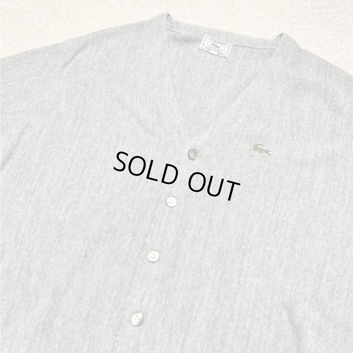 画像20: 「LACOSTE(ラコステ)」IZOD アイゾッド 70s 80s 糸巻きタグ 青ワニ Sサイズ ライトグレー アクリルニット カーディガン (20)