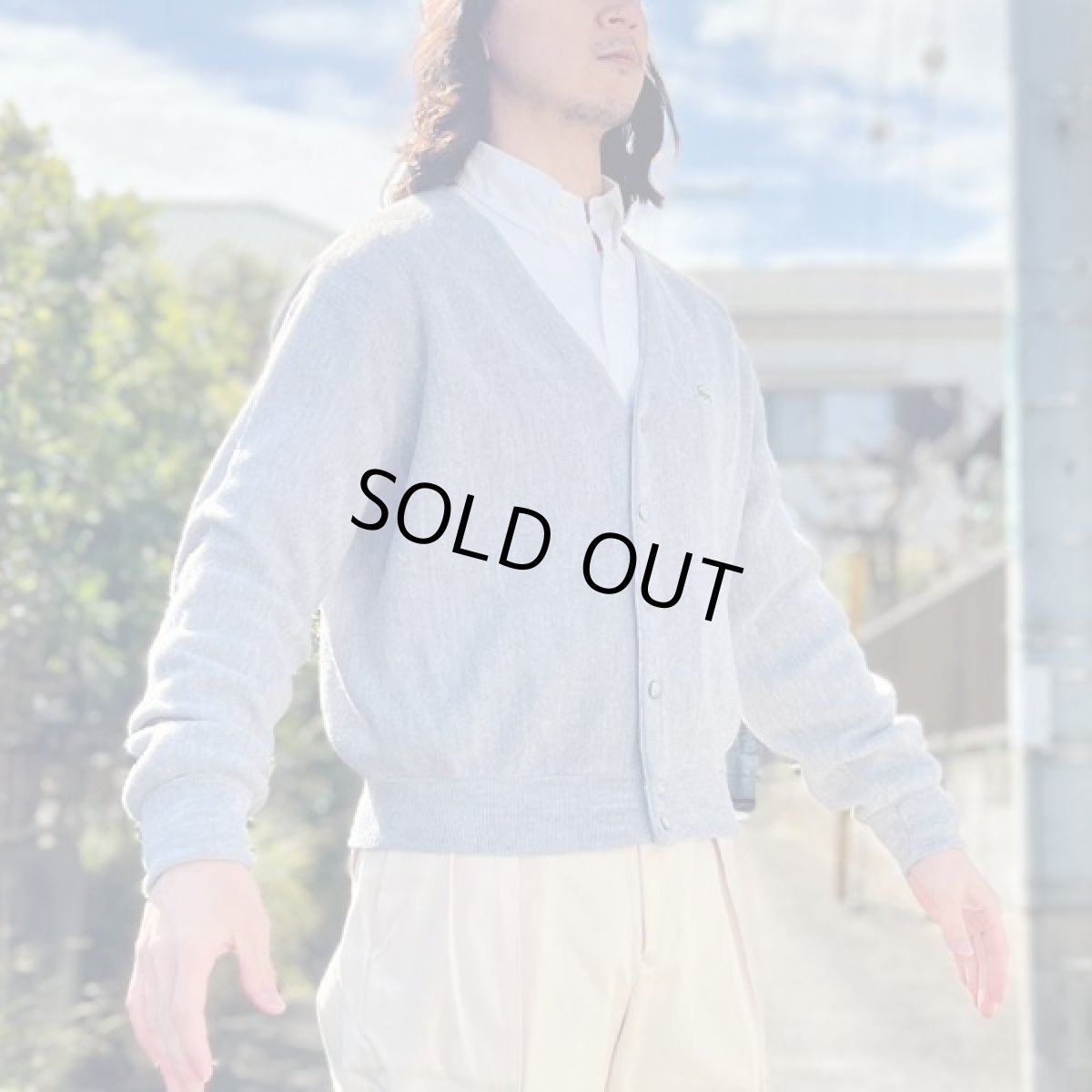 画像22: 「LACOSTE(ラコステ)」IZOD アイゾッド 70s 80s 糸巻きタグ 青ワニ Sサイズ ライトグレー アクリルニット カーディガン (22)