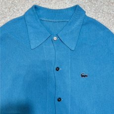 画像3: 「LACOSTE(ラコステ)」70s 80s 90s タグ欠損 スカイブルー アクリルニット 襟付き シャツ カーディガン (3)