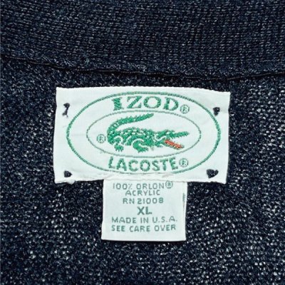 画像2: 「LACOSTE(ラコステ)」IZOD アイゾッド 80s 90s USA製 XLサイズ ネイビー アクリルニット カーディガン