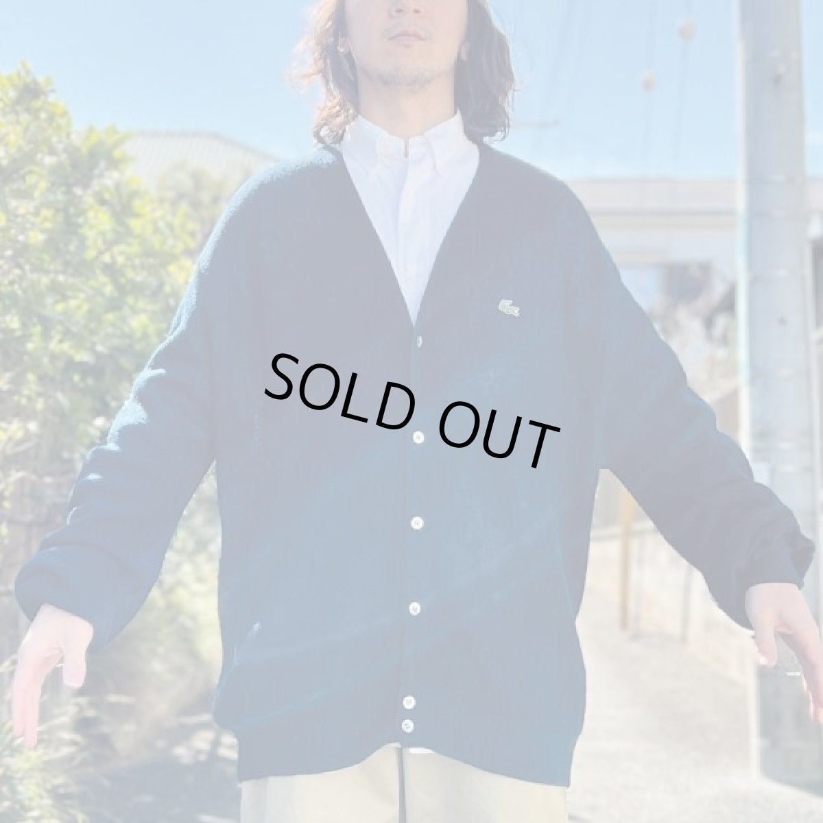 画像21: 「LACOSTE(ラコステ)」IZOD アイゾッド 80s 90s USA製 XLサイズ ネイビー アクリルニット カーディガン (21)
