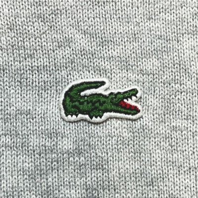 画像1: 「LACOSTE(ラコステ)」90s 7サイズ ライトグレー コットン ハーフジップ ハイネック ニット セーター