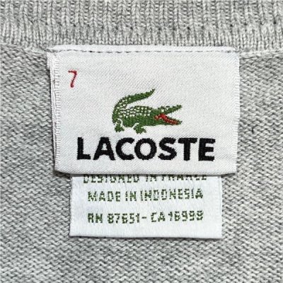 画像2: 「LACOSTE(ラコステ)」90s 7サイズ ライトグレー コットン ハーフジップ ハイネック ニット セーター