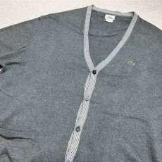 画像19: 「LACOSTE(ラコステ)」90s 9サイズ チャコールグレー コットン ストライプトリム ニット カーディガン (19)