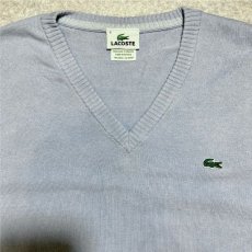 画像3: 「LACOSTE(ラコステ)」90s 4サイズ ライトブルー コットン Vネック ニット セーター (3)