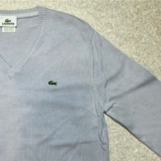 画像4: 「LACOSTE(ラコステ)」90s 4サイズ ライトブルー コットン Vネック ニット セーター (4)