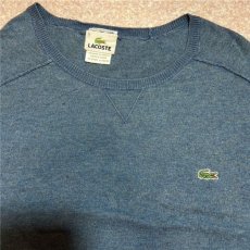 画像3: 「LACOSTE(ラコステ)」90s 5サイズ ブルーグレー コットンカシミア クルーネック ニット セーター (3)