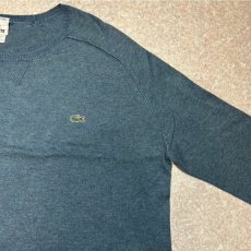 画像4: 「LACOSTE(ラコステ)」90s 5サイズ ブルーグレー コットンカシミア クルーネック ニット セーター (4)