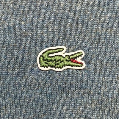 画像1: 「LACOSTE(ラコステ)」90s 5サイズ ブルーグレー コットンカシミア クルーネック ニット セーター