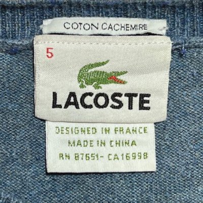 画像2: 「LACOSTE(ラコステ)」90s 5サイズ ブルーグレー コットンカシミア クルーネック ニット セーター