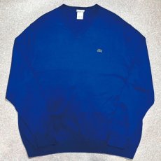 画像1: 「LACOSTE(ラコステ)」90s 9サイズ ビビットブルー コットン Vネック ニット セーター (1)