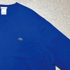 画像4: 「LACOSTE(ラコステ)」90s 9サイズ ビビットブルー コットン Vネック ニット セーター (4)