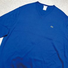 画像16: 「LACOSTE(ラコステ)」90s 9サイズ ビビットブルー コットン Vネック ニット セーター (16)