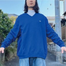 画像17: 「LACOSTE(ラコステ)」90s 9サイズ ビビットブルー コットン Vネック ニット セーター (17)