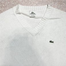 画像3: 「LACOSTE(ラコステ)」90s 4サイズ オフホワイト コットン Vネック ニット セーター (3)