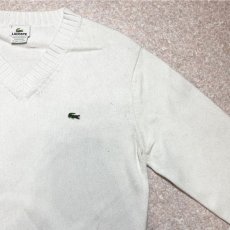 画像4: 「LACOSTE(ラコステ)」90s 4サイズ オフホワイト コットン Vネック ニット セーター (4)