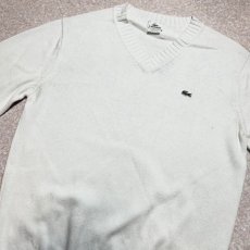 画像16: 「LACOSTE(ラコステ)」90s 4サイズ オフホワイト コットン Vネック ニット セーター (16)