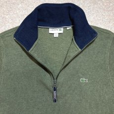 画像4: 「LACOSTE(ラコステ)」00s〜 3サイズ オリーブ コットン ハーフジップ  カットソー (4)