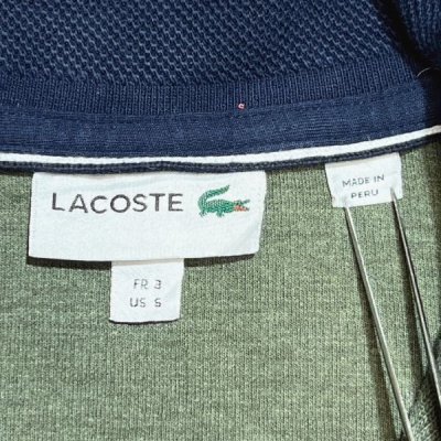 画像2: 「LACOSTE(ラコステ)」00s〜 3サイズ オリーブ コットン ハーフジップ  カットソー