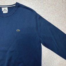 画像4: 「LACOSTE(ラコステ)」90s 5サイズ ネイビーブルー コットン クルーネック ニット セーター (4)