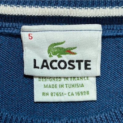 画像2: 「LACOSTE(ラコステ)」90s 5サイズ ネイビーブルー コットン クルーネック ニット セーター