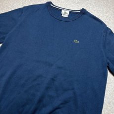 画像17: 「LACOSTE(ラコステ)」90s 5サイズ ネイビーブルー コットン クルーネック ニット セーター (17)