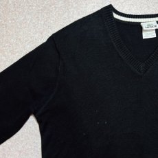 画像2: 「LACOSTE(ラコステ)」90s 5サイズ ブラック コットン Vネック ニット セーター (2)