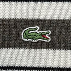 画像6: 「LACOSTE(ラコステ)」90s 4サイズ ブラック カスケードボーダー コットンウール Vネック ニット セーター (6)