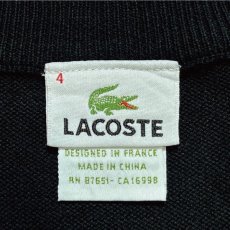 画像7: 「LACOSTE(ラコステ)」90s 4サイズ ブラック カスケードボーダー コットンウール Vネック ニット セーター (7)