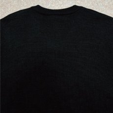 画像13: 「LACOSTE(ラコステ)」90s 4サイズ ブラック カスケードボーダー コットンウール Vネック ニット セーター (13)