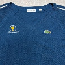 画像3: 「LACOSTE(ラコステ)」SPORT スポーツ 42サイズ ネイビーブルー プレジデンツカップ ゴルフ コットン Vネック ニット セーター (3)