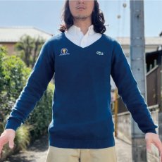 画像18: 「LACOSTE(ラコステ)」SPORT スポーツ 42サイズ ネイビーブルー プレジデンツカップ ゴルフ コットン Vネック ニット セーター (18)