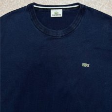 画像3: 「LACOSTE(ラコステ)」90s 4サイズ ネイビー 超濃紺 コットン クルーネック ニット セーター (3)