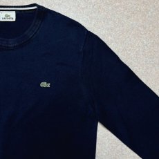 画像4: 「LACOSTE(ラコステ)」90s 4サイズ ネイビー 超濃紺 コットン クルーネック ニット セーター (4)