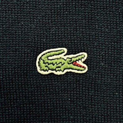 画像1: 「LACOSTE(ラコステ)」90s 4サイズ ネイビー 超濃紺 コットン クルーネック ニット セーター