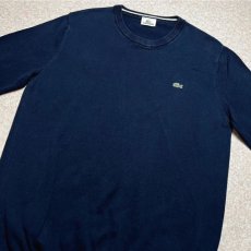 画像17: 「LACOSTE(ラコステ)」90s 4サイズ ネイビー 超濃紺 コットン クルーネック ニット セーター (17)