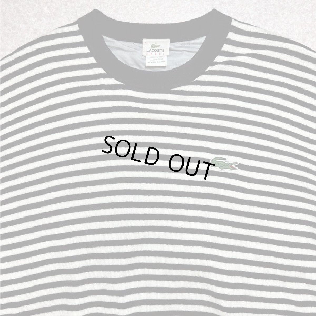 画像3: 「LACOSTE(ラコステ)」SPORT スポーツ 90s 7サイズ ボーダー ウールアクリル 裏地付き クルーネック ヤッケ ニット セーター (3)