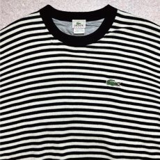 画像3: 「LACOSTE(ラコステ)」SPORT スポーツ 90s 7サイズ ボーダー ウールアクリル 裏地付き クルーネック ヤッケ ニット セーター (3)