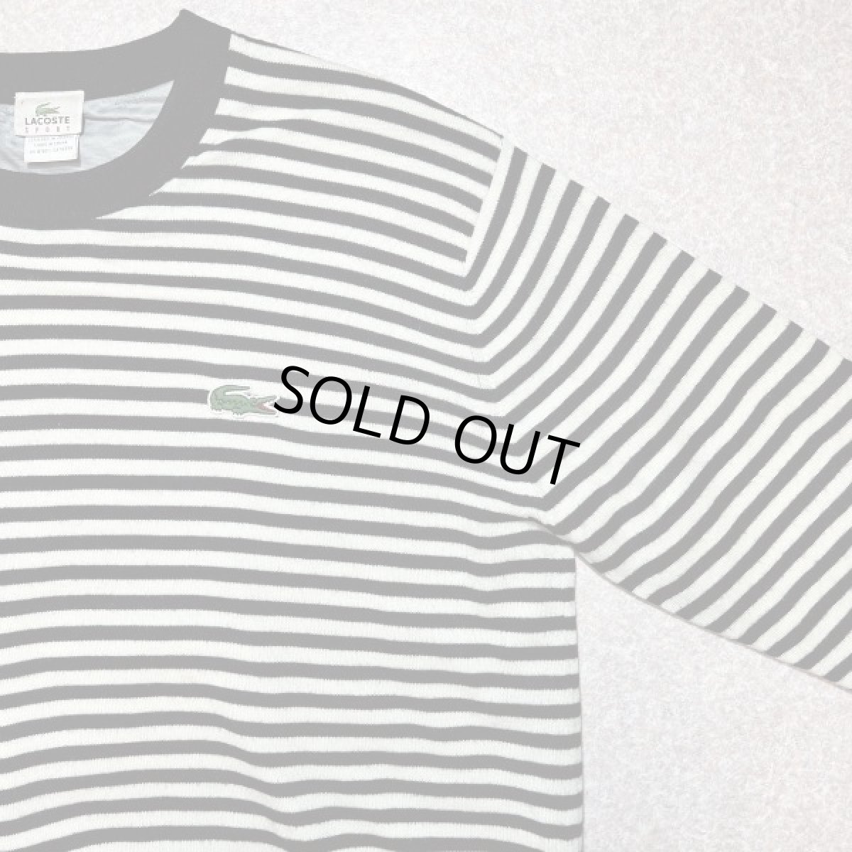 画像4: 「LACOSTE(ラコステ)」SPORT スポーツ 90s 7サイズ ボーダー ウールアクリル 裏地付き クルーネック ヤッケ ニット セーター (4)