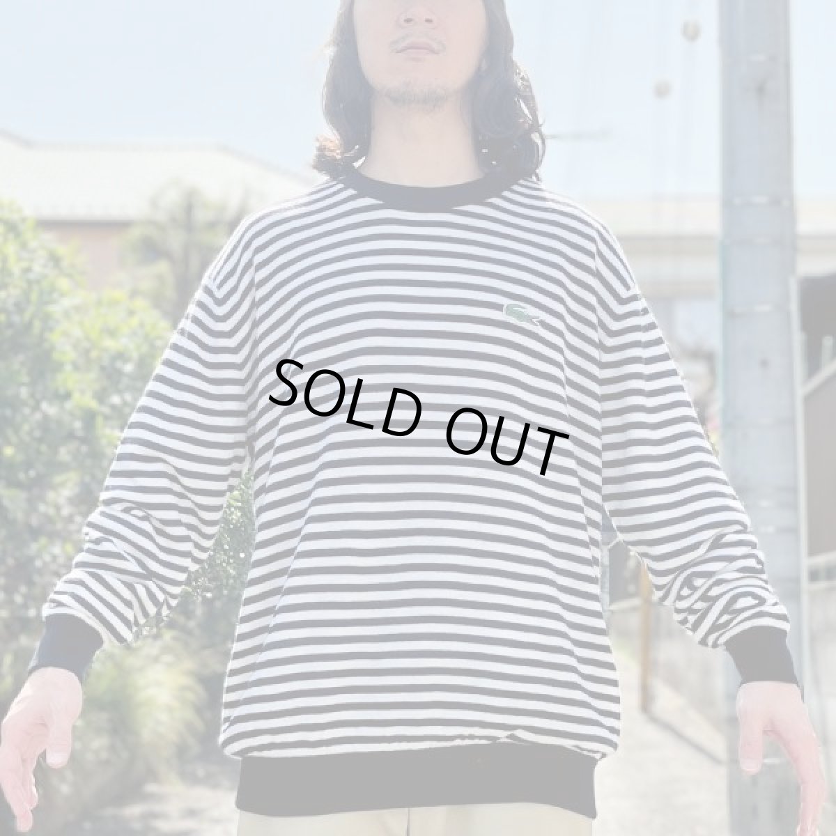 画像22: 「LACOSTE(ラコステ)」SPORT スポーツ 90s 7サイズ ボーダー ウールアクリル 裏地付き クルーネック ヤッケ ニット セーター (22)