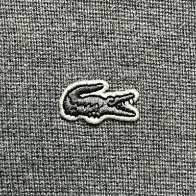 画像1: 「LACOSTE(ラコステ)」00s〜 3サイズ ライトグレー コットン フード パーカー ニット セーター