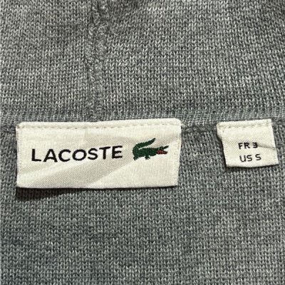 画像2: 「LACOSTE(ラコステ)」00s〜 3サイズ ライトグレー コットン フード パーカー ニット セーター