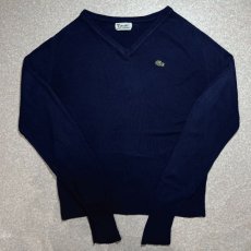 画像1: 「LACOSTE(ラコステ)」IZOD アイゾッド 70s 糸巻きタグ Lサイズ ネイビー ニット セーター (1)