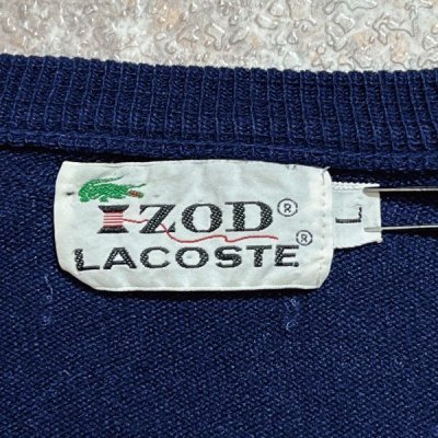 画像2: 「LACOSTE(ラコステ)」IZOD アイゾッド 70s 糸巻きタグ Lサイズ ネイビー ニット セーター