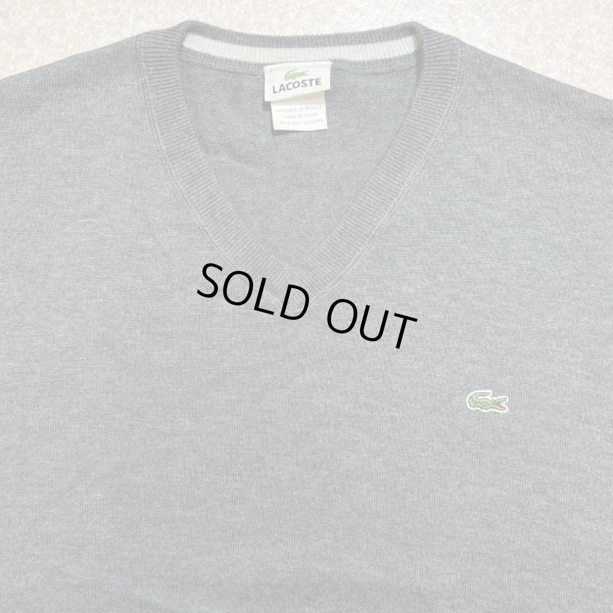 画像3: 「LACOSTE(ラコステ)」90s 7サイズ チャコールグレー コットン Vネック ニット セーター (3)